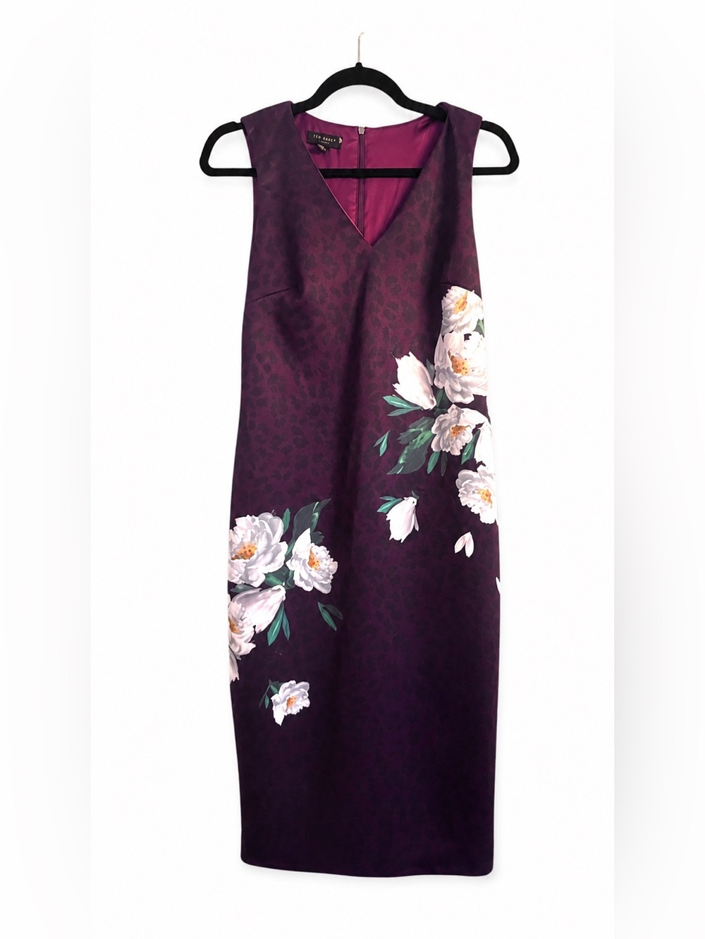 Ted Baker Sleeveless Purple Floral Sheath Dress